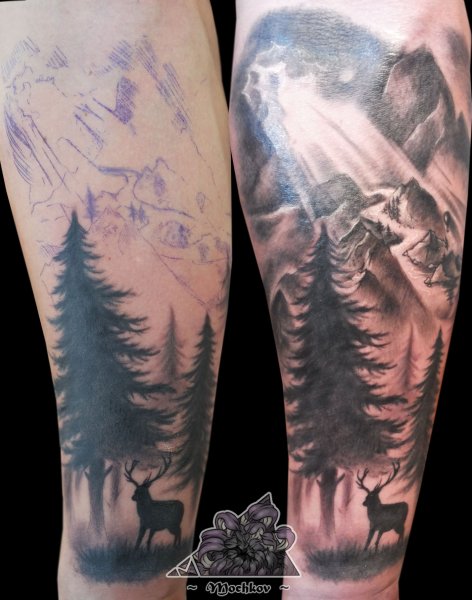 Тату ночной лес