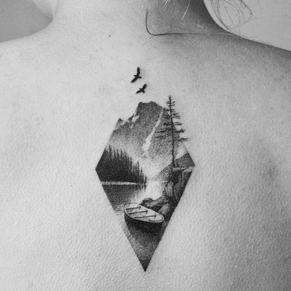 Тату пейзаж цветной