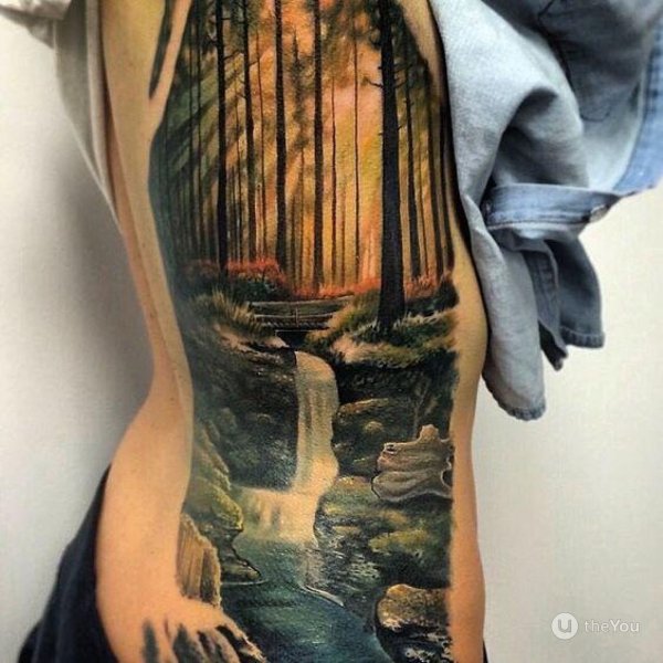 Тату реализм пейзаж