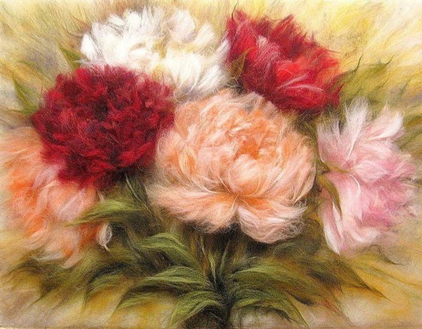 Шерстяная акварель цветы Анны Синьковой