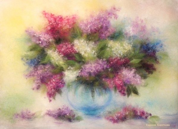 Шерстяная акварель цветы Анны Синьковой