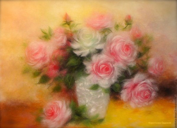 Шерстяная акварель розы мастер класс