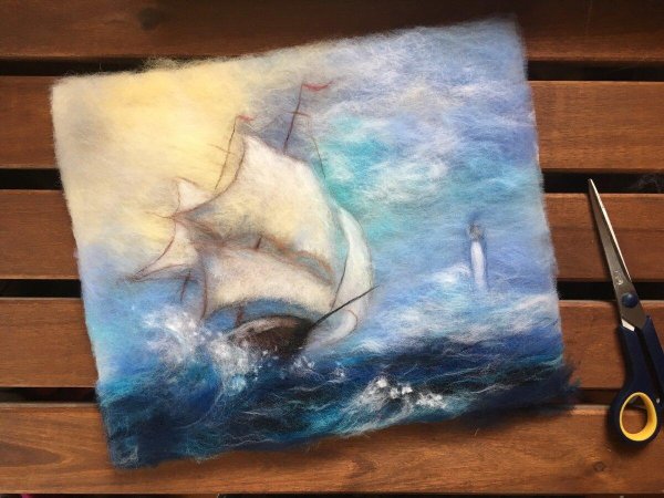 Мастер класс шерстяная акварель море