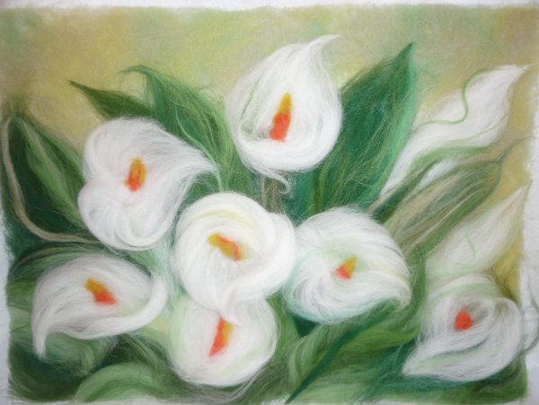 Шерстяная акварель цветы Анны Синьковой