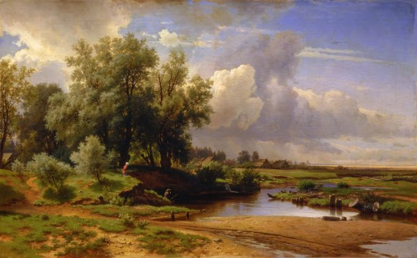 Лев Каменев (1833 – 1886) «пейзаж с избушкой»