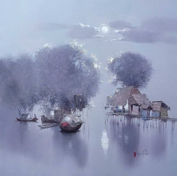 Монохромная живопись картины маслом