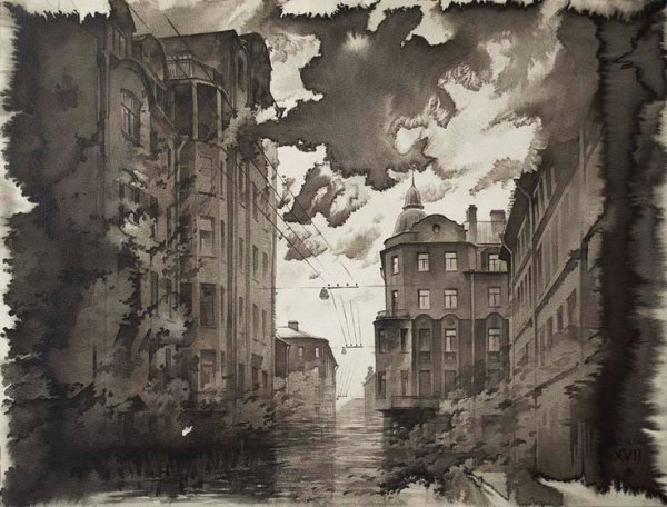 Монохромная живопись акварелью