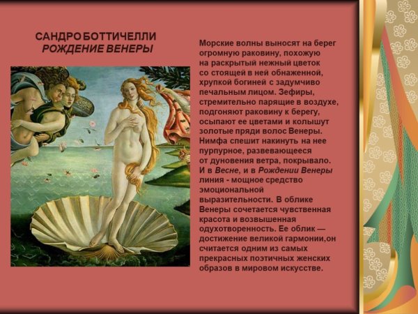 Картина рождение Венеры Сандро Боттичелли