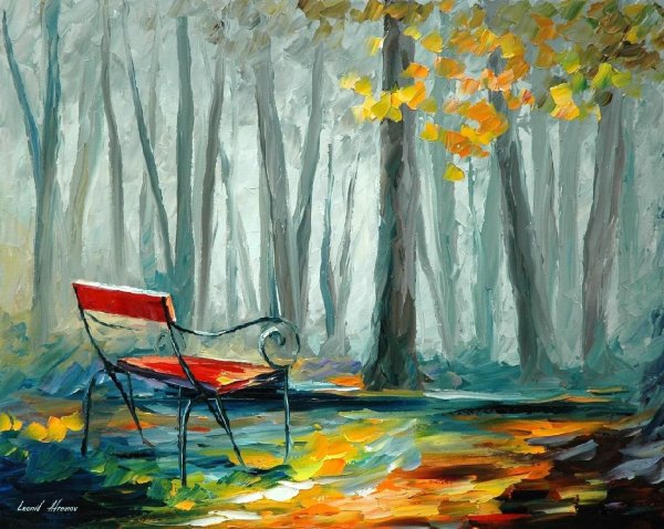 Осенний парк гуашью