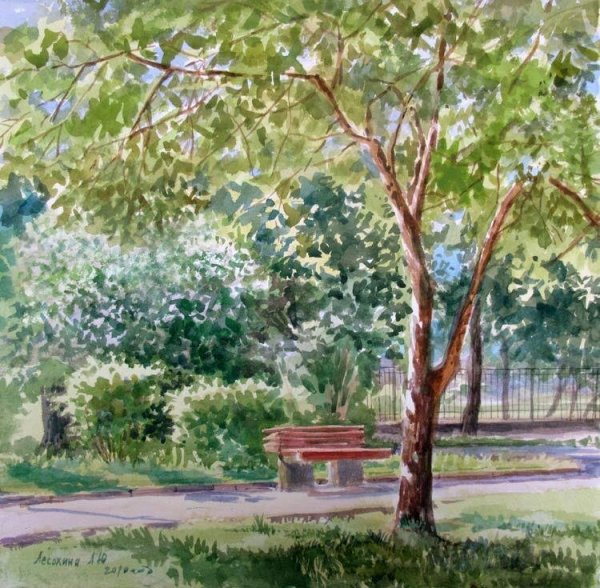 Городской пейзаж с деревьями