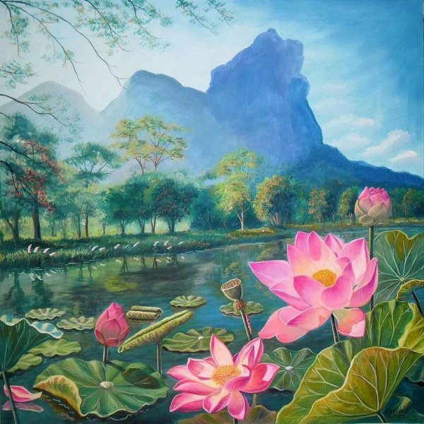 Китайская живопись Лотосы кувшинки