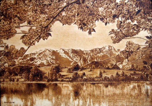 Пейзажи для пирографии