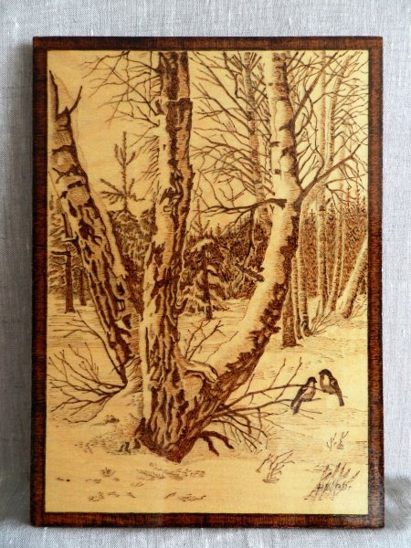 Выжигание по дереву природа