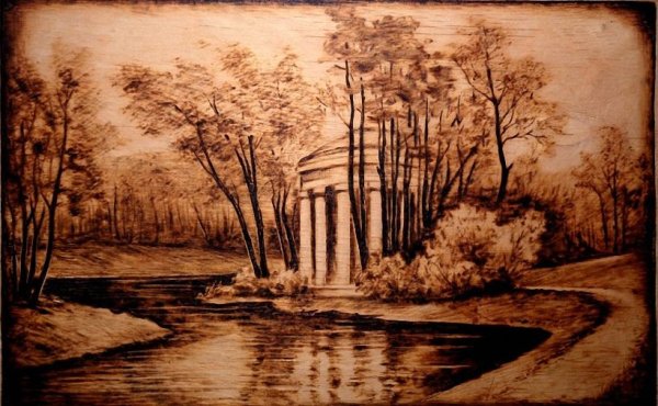 Выжигание по дереву природа