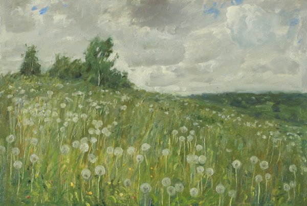 Олег Молчанов художник летние пейзажи с одуванчиками