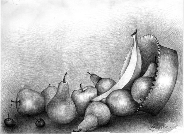 Рисунки фруктов для срисовки карандашом