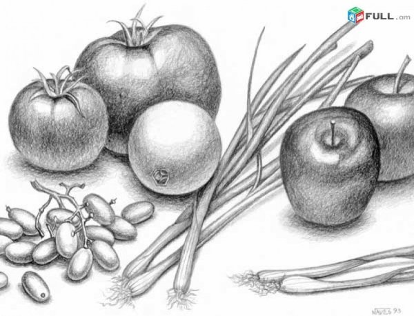 Рисунки фруктов для срисовки карандашом