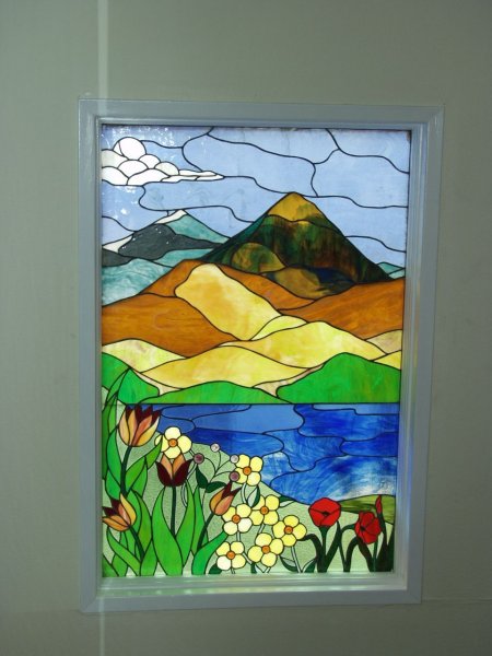 Витраж на стекле пейзаж