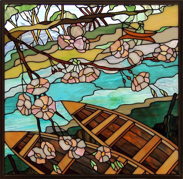 Витраж горный пейзаж