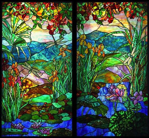 Витражи Тиффани с растениями