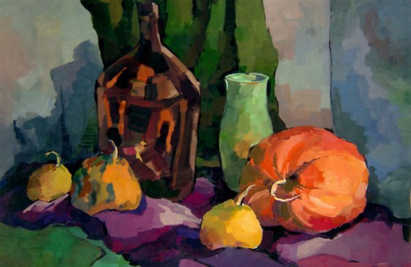 Натюрморт декоративный гуашью Академическая живопись