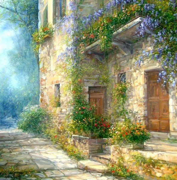 Художник Юрий Обуховский греческий дворик