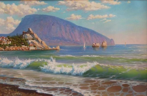 Крымский пейзаж живопись акварель