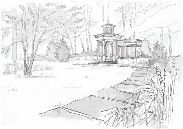 Зарисовка пейзажа парка