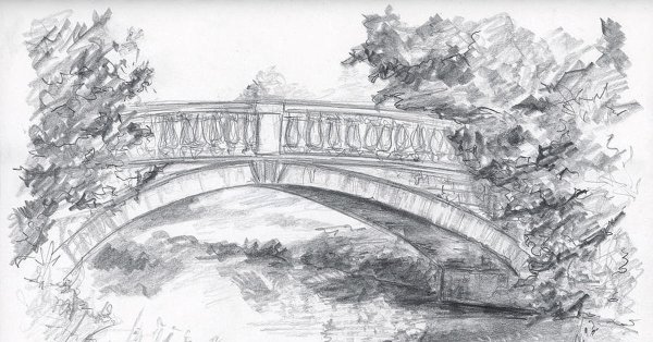 Рисунок парка карандашом
