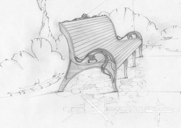 Зарисовка ландшафта карандашом