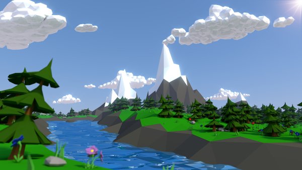 Low Poly пейзаж Blender