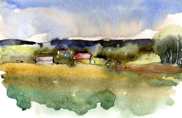 Пейзажи и Владимира Тупоршин акварель
