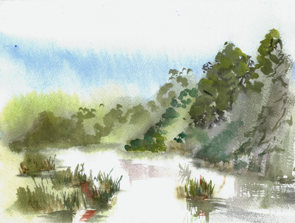 Наброски пейзажа акварелью