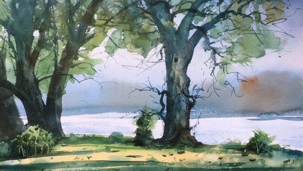 Этюды акварелью пейзаж