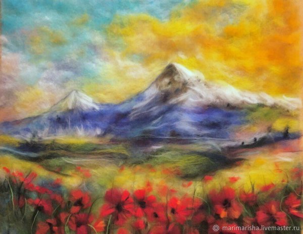 Живопись шерстью природа