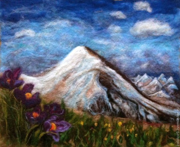 Шерстяная акварель горы Рериха
