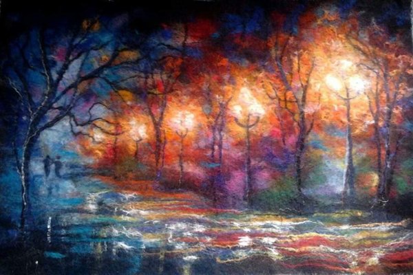 Пейзаж валяние из шерсти