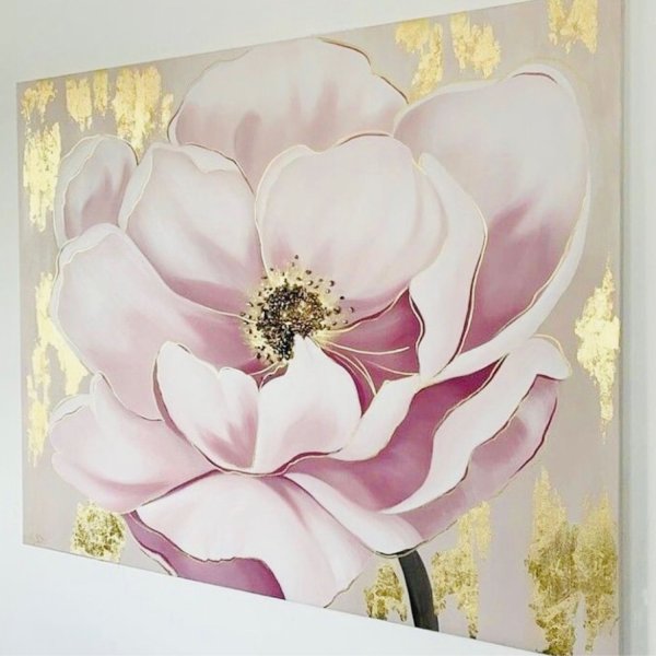 Интерьерная картина пионы с поталью