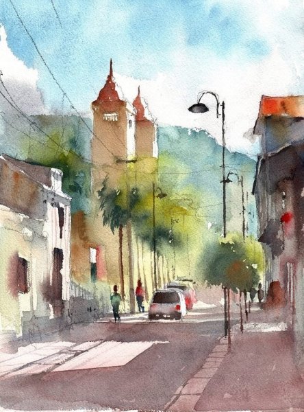 Город акварелью