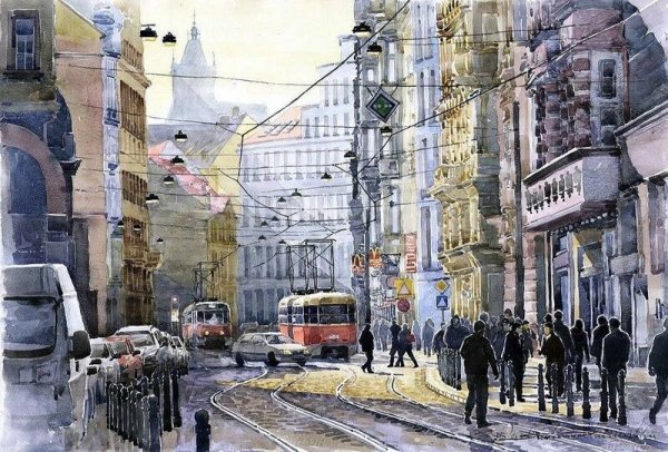 Акварельные пейзажи городов