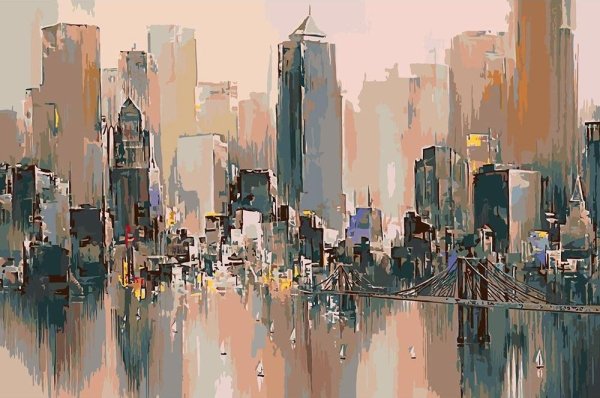 Нью-Йорк мост Манхэттен закат