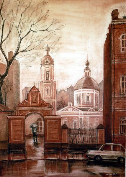 Пейзаж сангиной 19 век