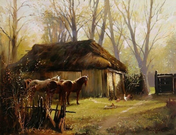 Конюшня картина