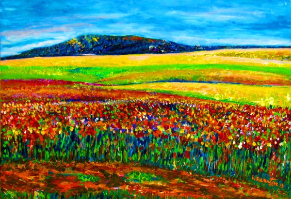 Цветочное поле живопись