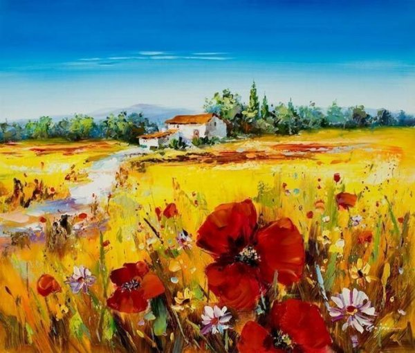 Цветочное поле живопись