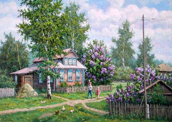 Деревенские пейзажи маслом на холсте