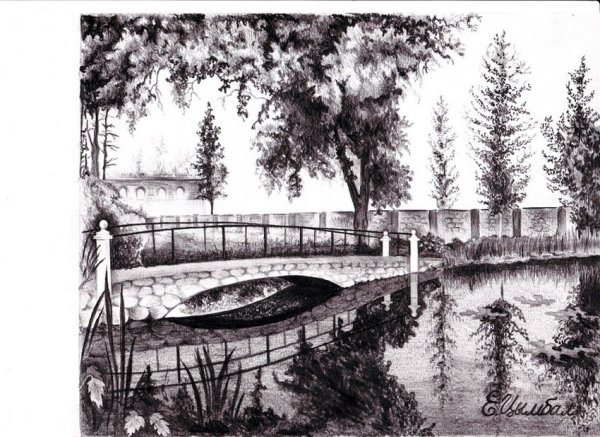 Парк простым карандашом