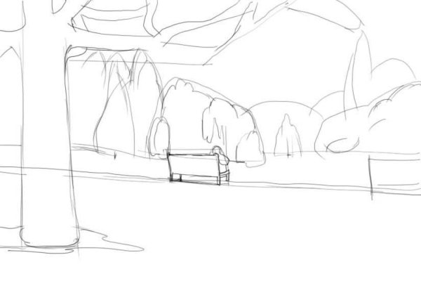 Поэтапное рисование парка