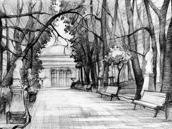 Природа и архитектура карандашом