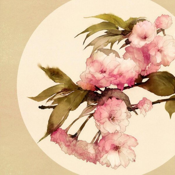 Японская акварель цветы